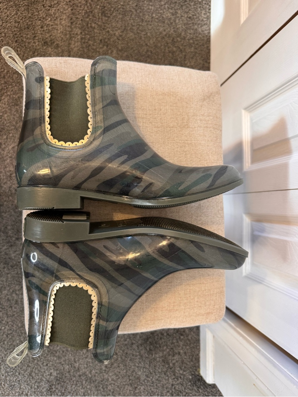Jack Rogers Woman Sallie Ankle Green Camo Waterproof Rain Boots Scalloped Size 9 - Picture 8 of 15